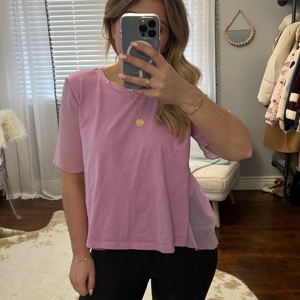Zara T shirt with Sheer Back and Sleeves